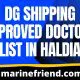 dg shipping approved doctors list in HALDIA